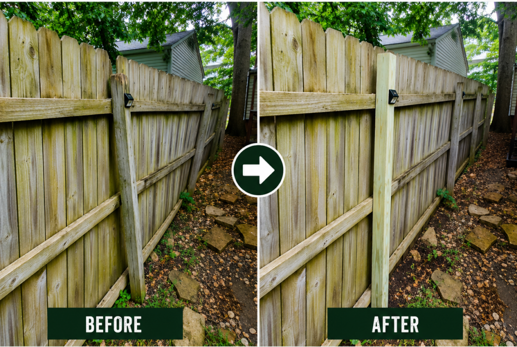 leaning fence post replacement